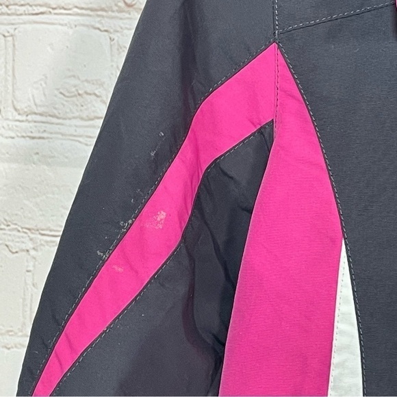 L.L.Bean Jacket Girls Medium 10-12 Gray Pink Full Zip Hooded Pockets - Picture 11 of 13